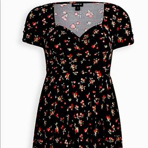 TORRID SKATER MIDI DRESS - CHALLIS BLACK CHERRY